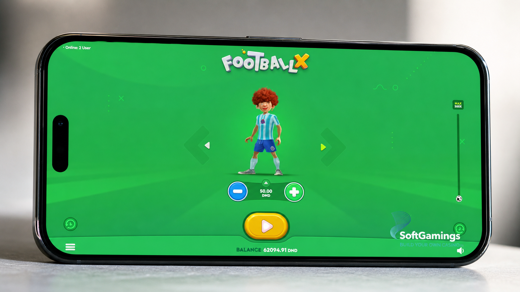 Football X Screenshot mit Multiplikator und Cashout-Button